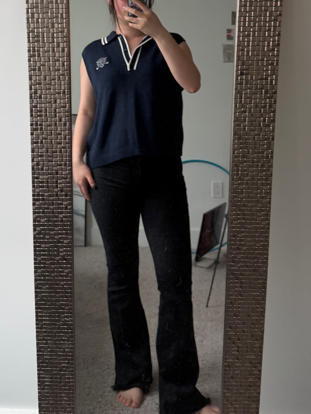 Abercrombie & Fitch Navy Polo with White Trim and Crest